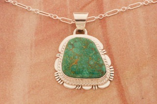 Genuine Turquoise Mountain Mine Sterling Silver Pendant